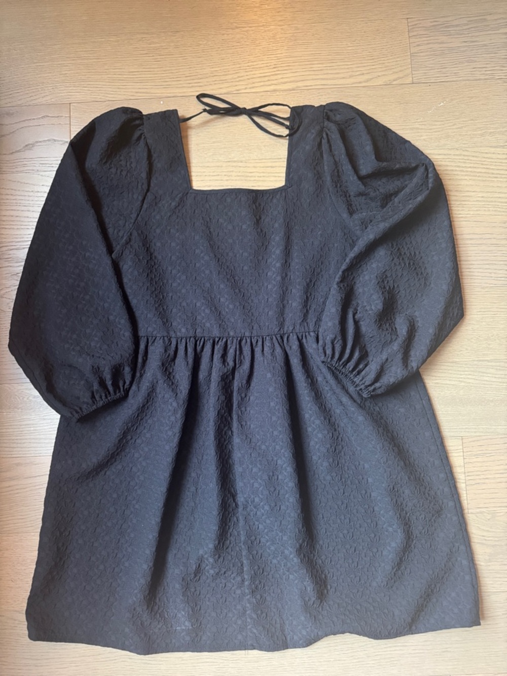 Anthropologie square neck textured black dress - Picture 9 of 10